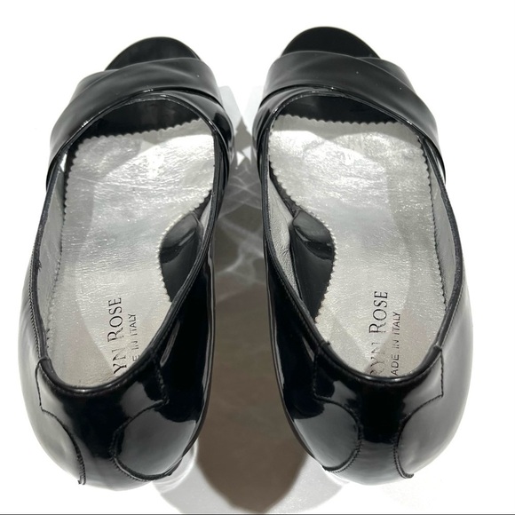Taryn Rose Black Patent Open Toe Block Heels 36.5 - Picture 12 of 13